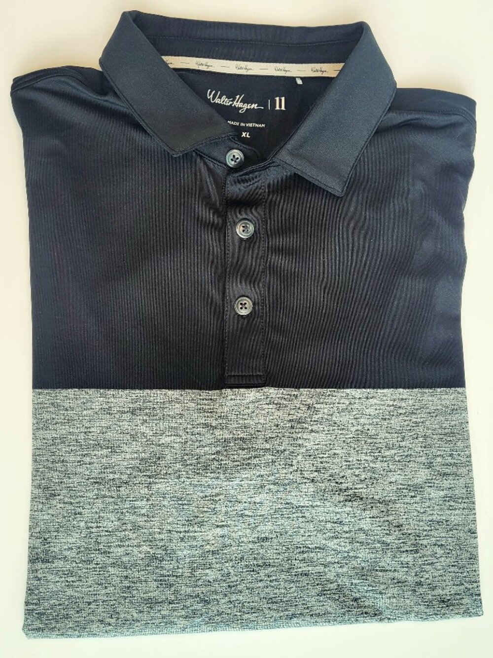 Walter Hagen 11 Polo Shirt Mens XL Gray Heathered & Black Performance Golf